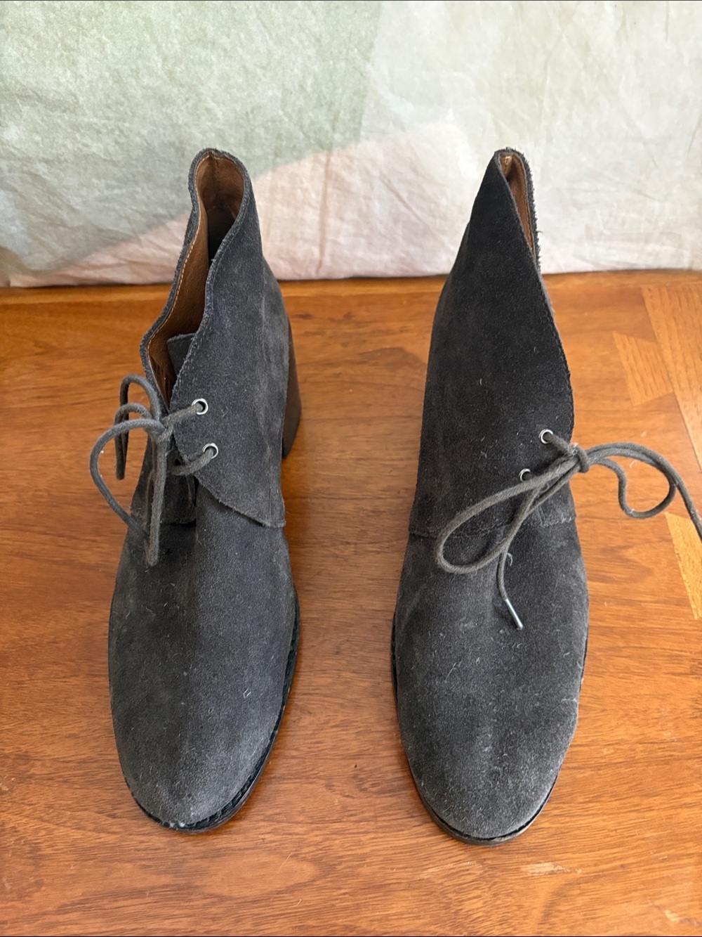 Women’s Suede Lace-Up Ankle Boots in Dark Gray